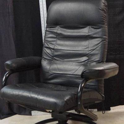 Swivel Chair Black Faux Leather Reclines