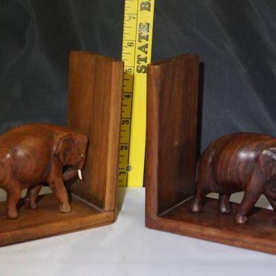 Wood Elephant Book Ends Very Unique
