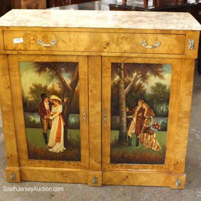 French Style Marble Top Paint Decorated with Portraits Credenza 
Located Inside â€“ Auction Estimate $100-$300
