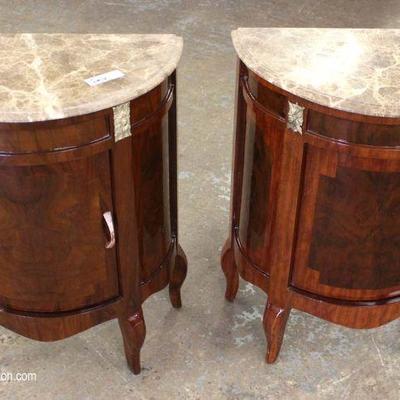 PAIR of Mahogany Marble Top French Style Bedside Stands
Located Inside â€“ Auction Estimate $100-$300

