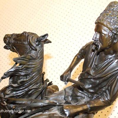Antique Style Large Bronze of a Man with 2 Horses Signed
Located Inside â€“ Auction Estimate $1000-$3000
