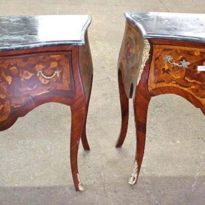 Selection of French Style Mahogany Inlaid Marble Top Commodes
Located Inside â€“ Auction Estimate $100-$300 each
