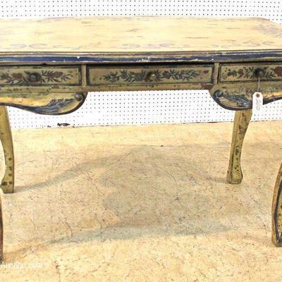 ANTIQUE Italian Paint Decorated and Distressed 3 Drawer Desk
Located Inside â€“ Auction Estimate $300-$600
