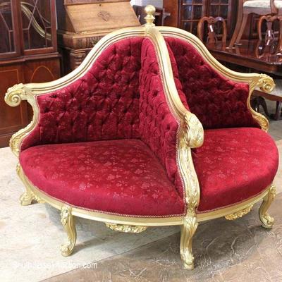 UNIQUE and RARE Button Tufted Decorator Round 4 Person Bench â€“ VERY NICE
Located Inside â€“ Auction Estimate $600-$1200
