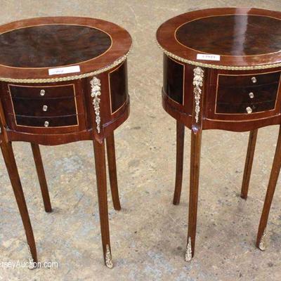 PAIR of Oval Burl Walnut 3 Drawer French Style Stands
Located Inside â€“ Auction Estimate $100-$300