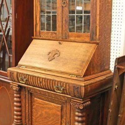 ANTIQUE Oak 2 Piece Leaded Glass Secretary Bookcase
Located Inside â€“ Auction Estimate $300-$600
