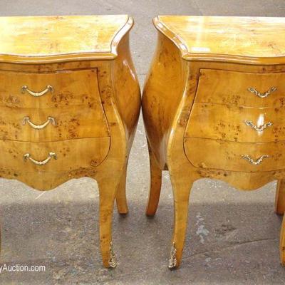 PAIR of Burl Walnut 2 Drawer French Style Bedside Stands
Located Inside â€“ Auction Estimate $100-$200
