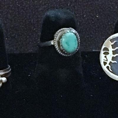 Turquoise ring, lapis moon and sun ring
