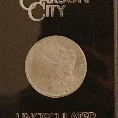 Carson City uncirculated silver dollar
