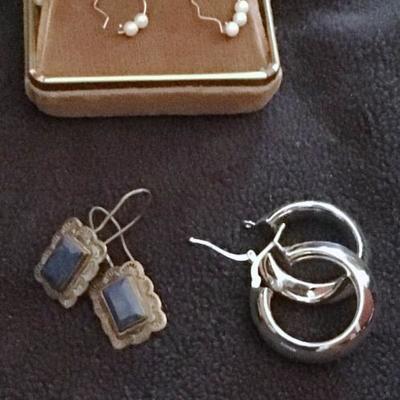 Sterling and Lapis, 14k and pearl earrings