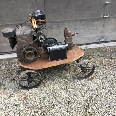 Gas Engine with a Homemade Pump on Cart
