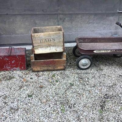 Vintage Coaster Wagon and Boxes