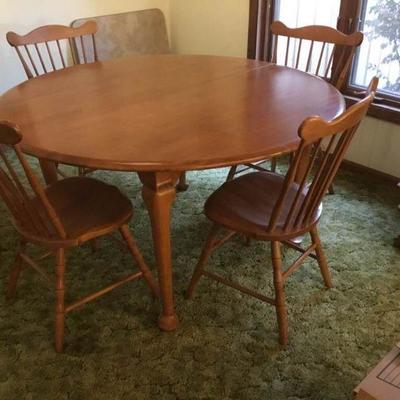 Maple Dining Table, Chairs, and Sideboard Cabinet