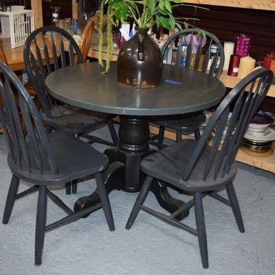 Black Round Table & 4 Chairs