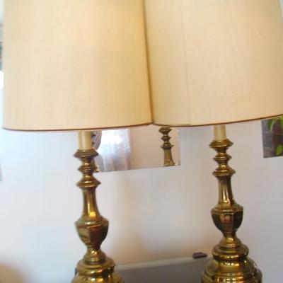 Matching Vintage Brass Lamps with Shades