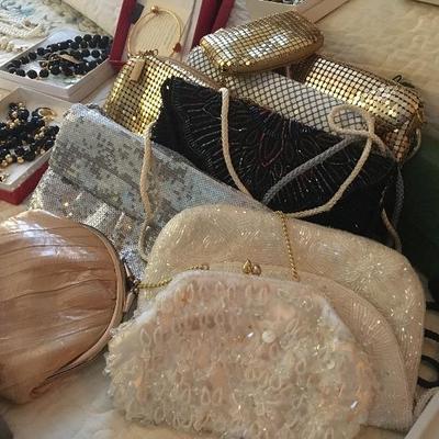 Eel skin , beaded & sequined bags