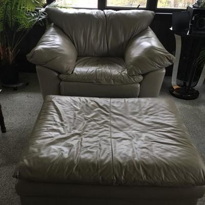 matching leather chair & ottoman