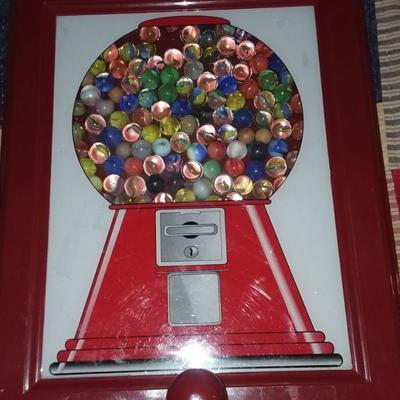 Jelly bean frame filled with glass & some clay marbles