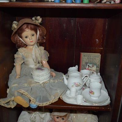 Collectible Doll, Tea Set, Vintage Mother Goose Nursery Tales Book