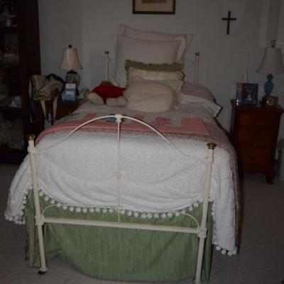 Vintage Twin Bed Frame, Bed, Side Table