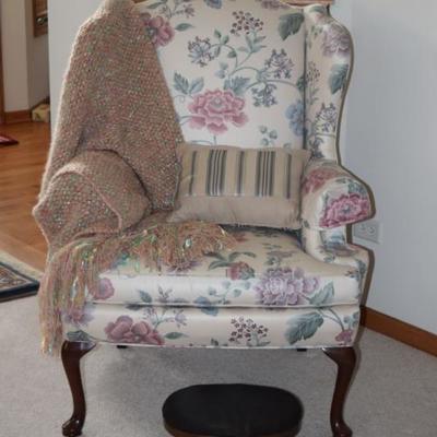 Vintage Side Chair, Small Stool, Throw, Pillow