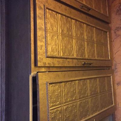 Antique tin roof metal cabinet doors 