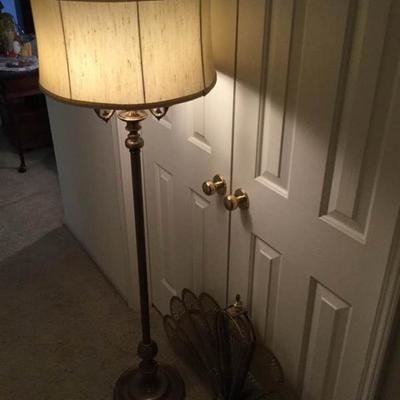 Brass Floor Lamp & Fireplace Fan