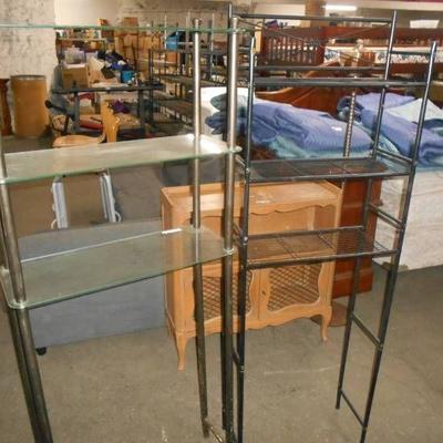 2 Glass and Metal Over the Stool Shelf Units