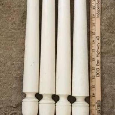 Set of 4 white wood spindles for table legs or pro ...