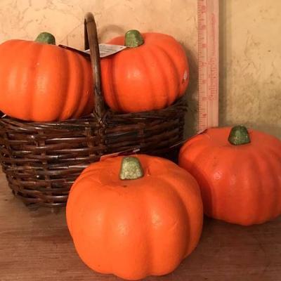 Basket and Styrofoam pumpkins