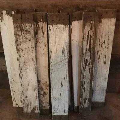 Assortment of rustic Wood Pieces Boards with chipp ...