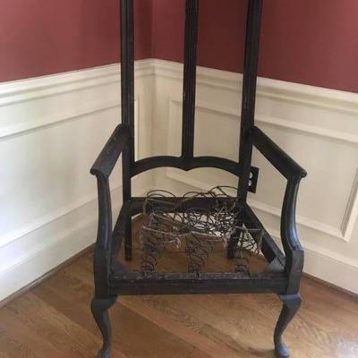 Antique wood carved chair frame. The seat height i ...