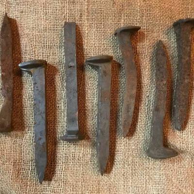 Set of 7 Rustic Railroad Spikes Nails