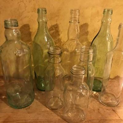 Set of 8 glass bottles