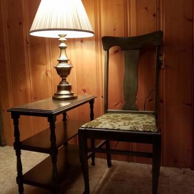 Antique Chair w/3 Shelf End Table/Nightstand