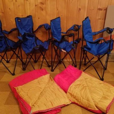 4 Portable Travel Chairs/Sleeping Bags