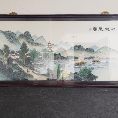 Very large Asian silk painting