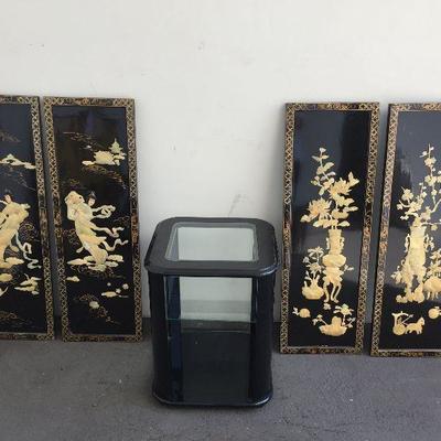 Black Oriental Wall Art & Side Table