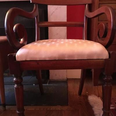 Antique Curved Arm Chair, PAIR