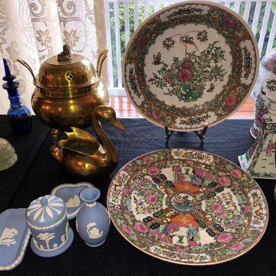 Antique Rose Medallion China Platters, Punch Bowl, Dish & Cat. Over 100 Years Old Beautiful Condition