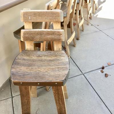 bar stools custom made from old wine barrels