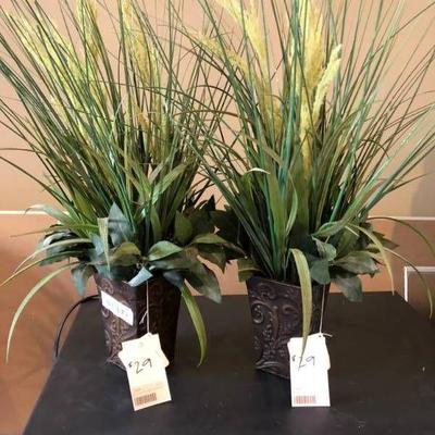 Pair of Silk Decor Grass Arrangements