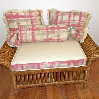 Wicker bench with pillow $40
31 x 16 x 16