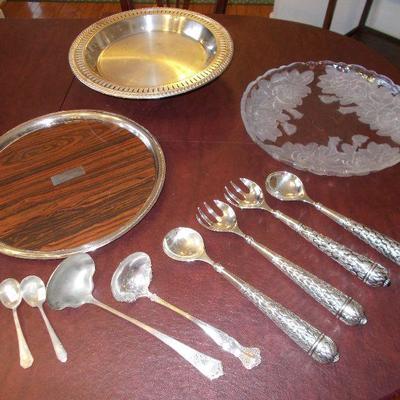 Assorted silver plated serving pieces