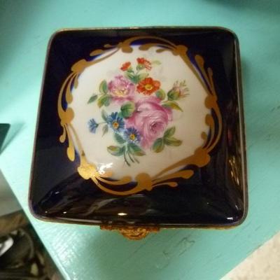 LIMOGES COBALT BLUE COVERED BOX