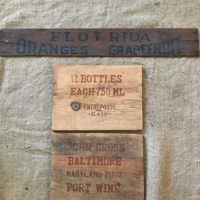 Vintage signs from box crates-set of 3
