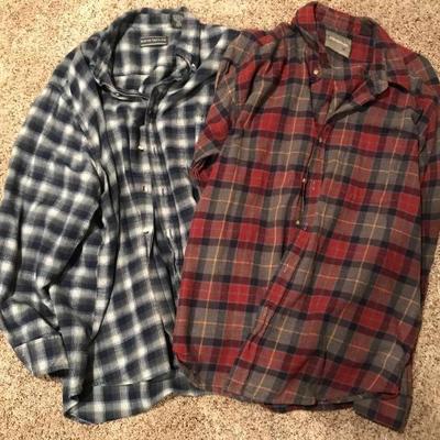 Set of 2 flannel long sleeve shirts-Large