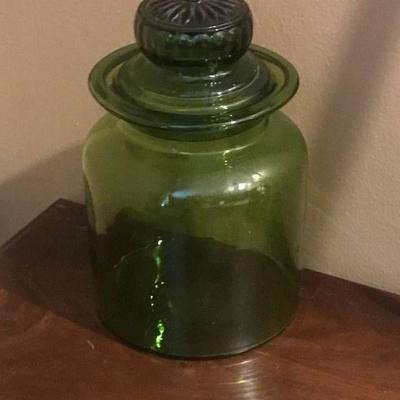 Green Glass Jar with Lid