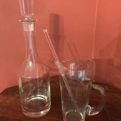 Glass Decanter and mixed drink pitcher