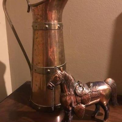 Brass Pitcher and Horse